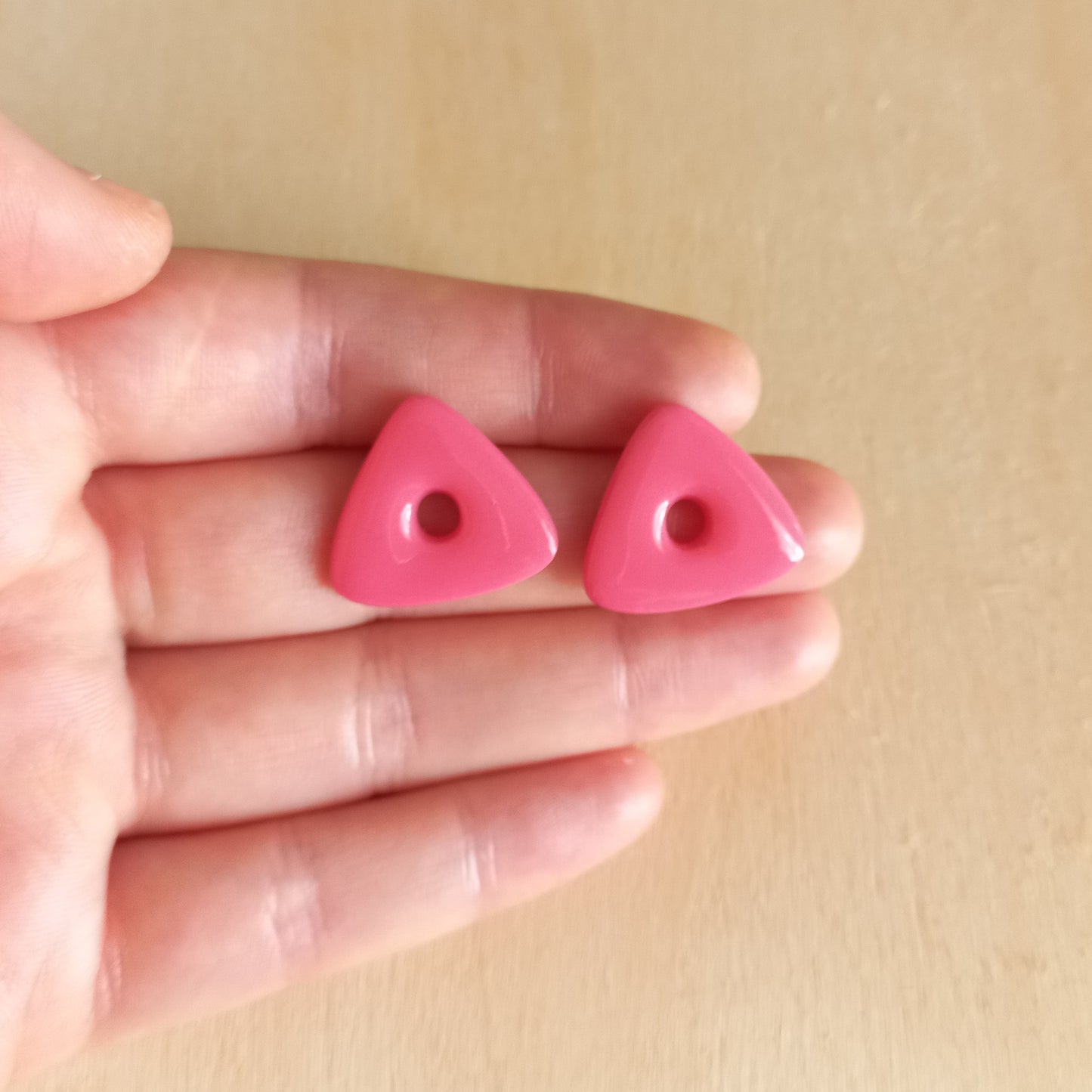 Pink Triangle Stud Earrings