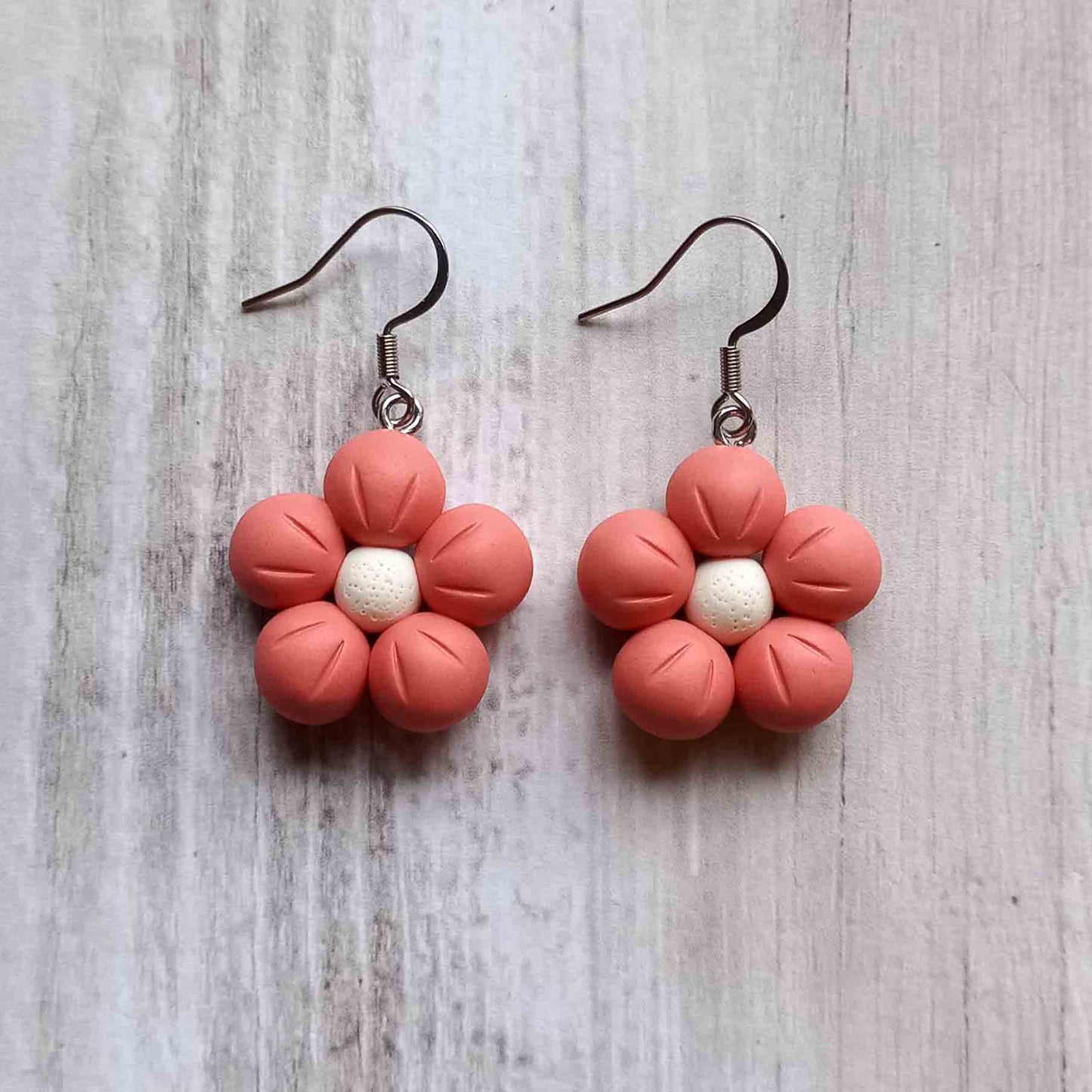 Puffy Flower Earrings Deep Pink