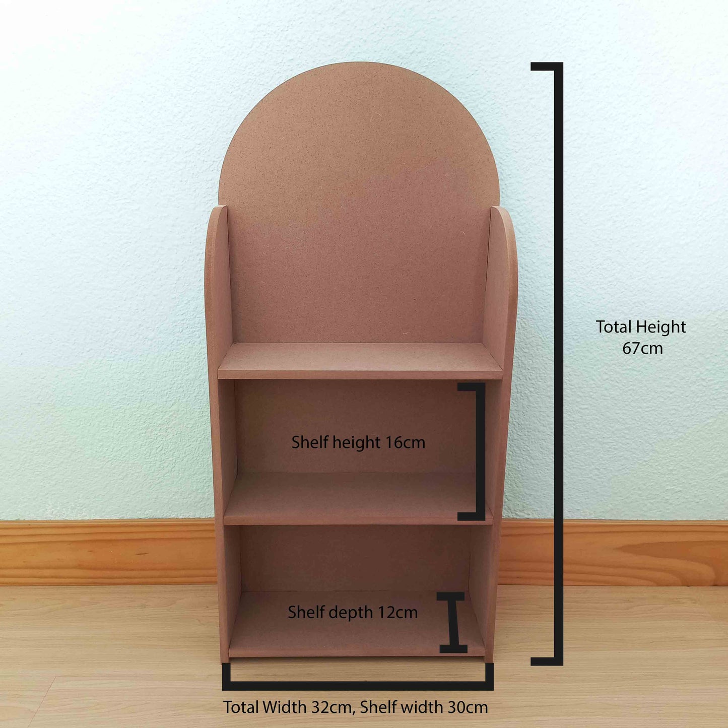 3 Tier Arch Shelf 67x32x14cm