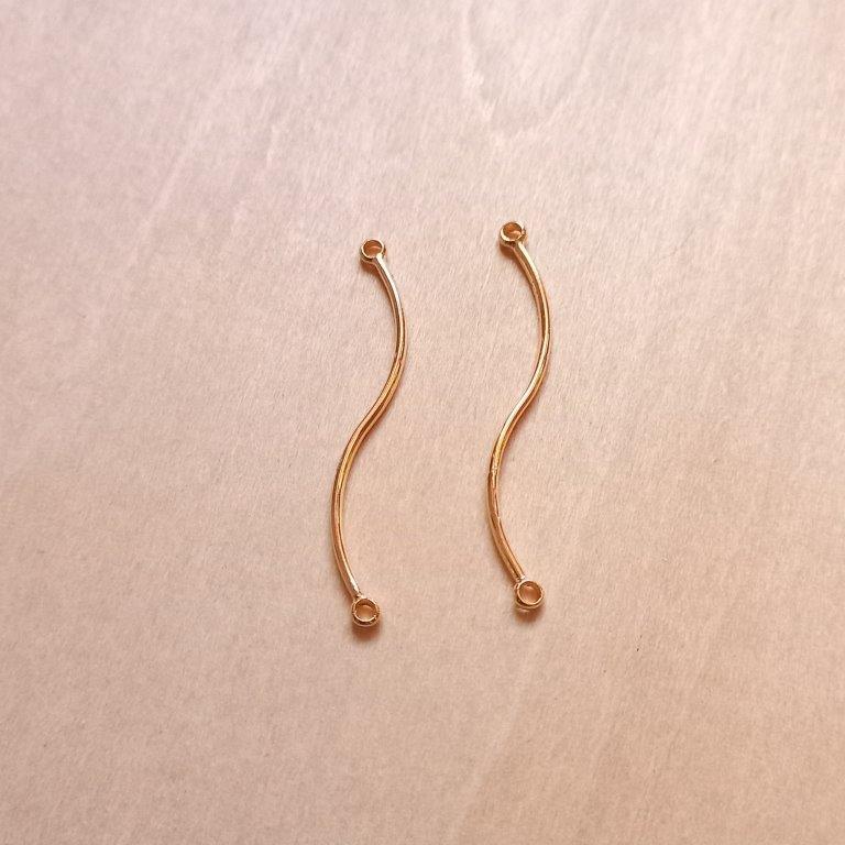 18K Gold Plated Squiggle Connector 34.5x5.5x1mm per pair