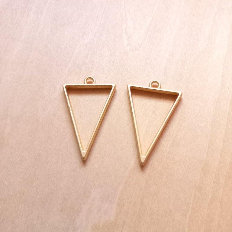 Matte Gold Triangle Pendants 39x25x3.5mm per pair