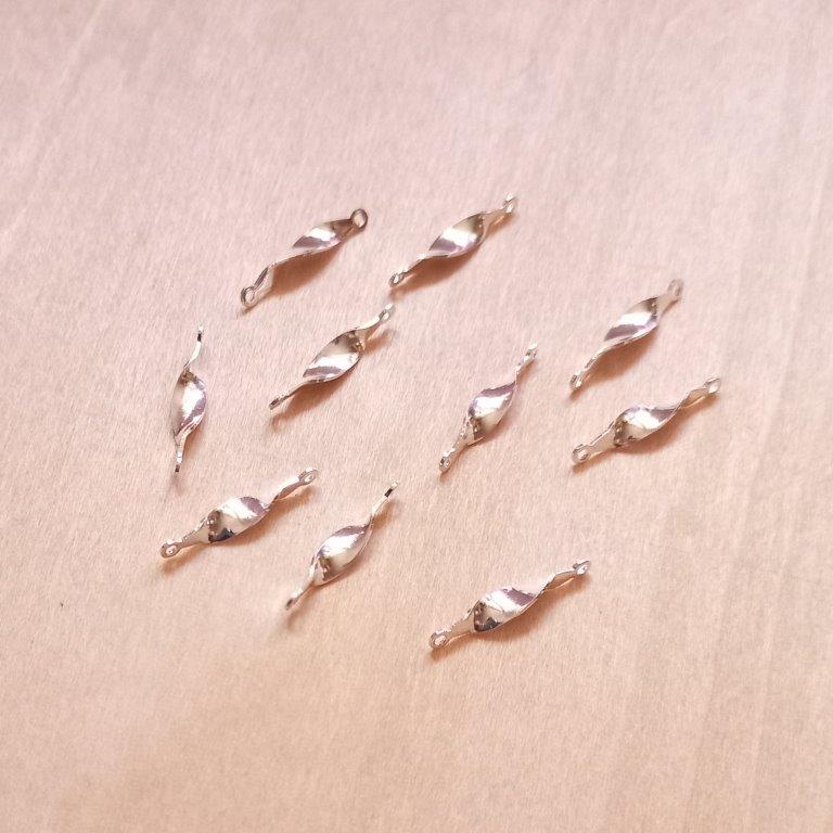 Silver Twist Connector 15.5x3x2.5mm each