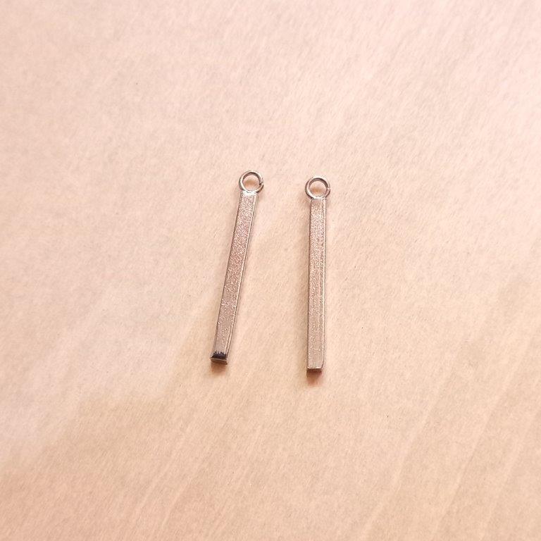 Stainless Steel Bar Charms 23x2x2mm per pair
