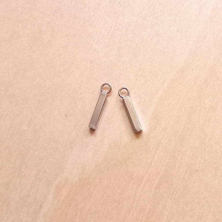 Stainless Steel Bar Charms 13x3x2mm per pair