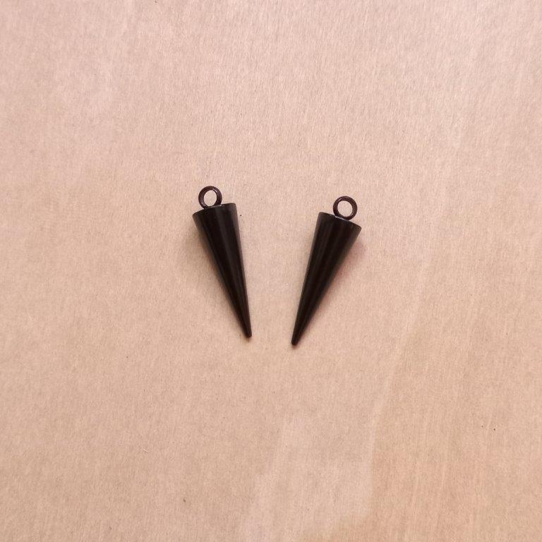 Black Spike Charm 18.5x5.5mm per pair