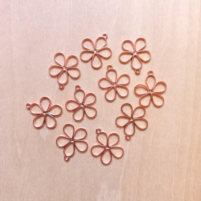 Rose Gold Flower Hollow Pendants 19x17mm each