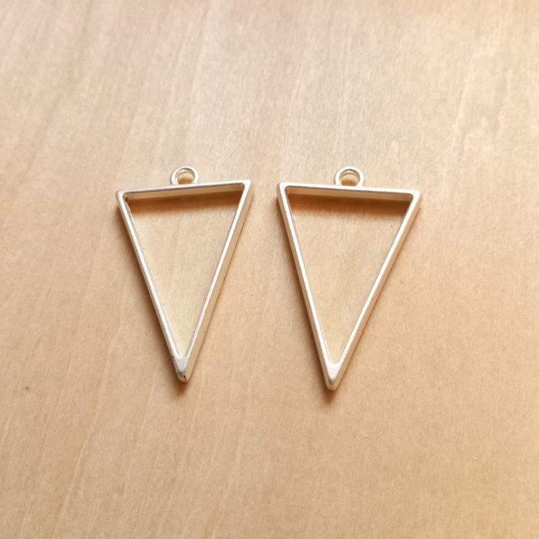 Matte Silver Triangle Pendants 39x25x3.5mm per pair