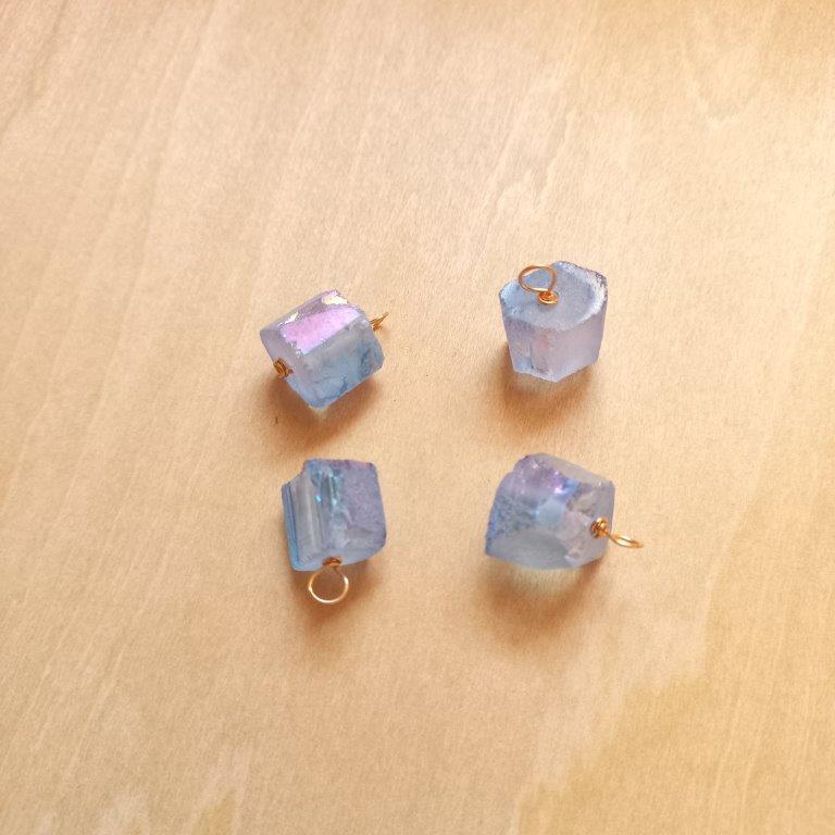 Blue Natural Quartz Pendants Gold wire 16~18mm each