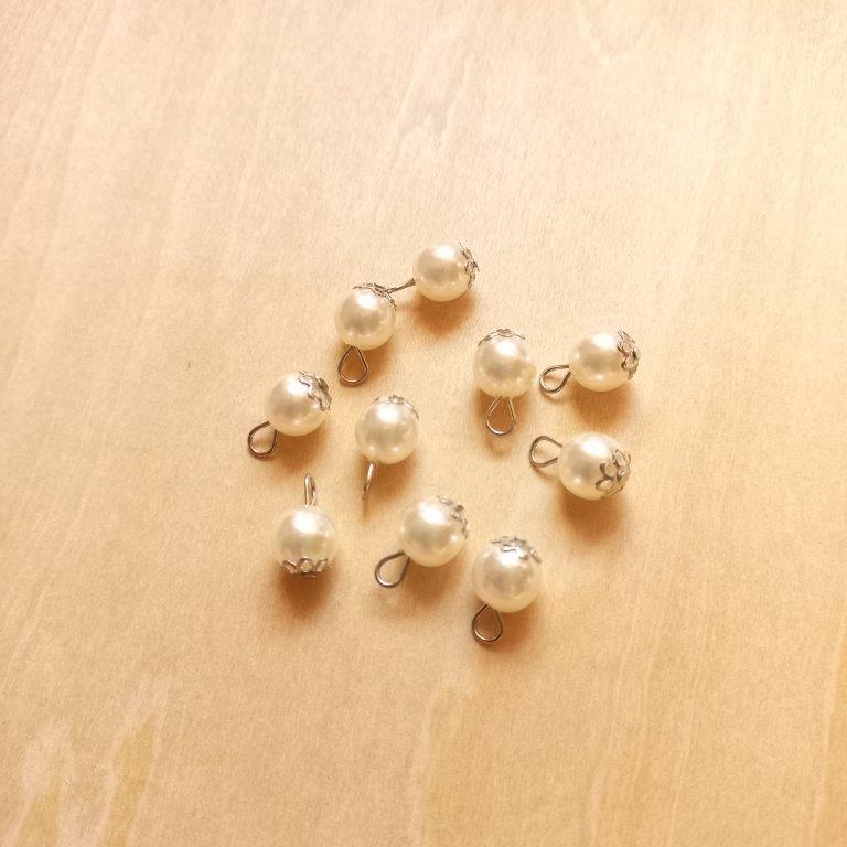 Imitation Pearl Charms Platinum 8mm each