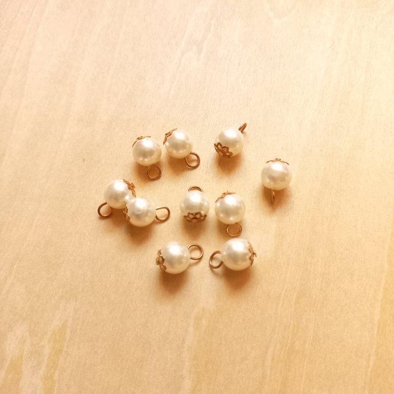 Imitation Pearl Charms Golden 8mm each