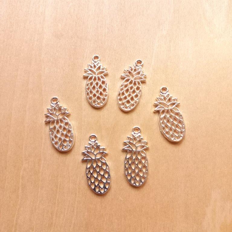 Silver Pineapple Pendants 25x11.5x1.5mm each