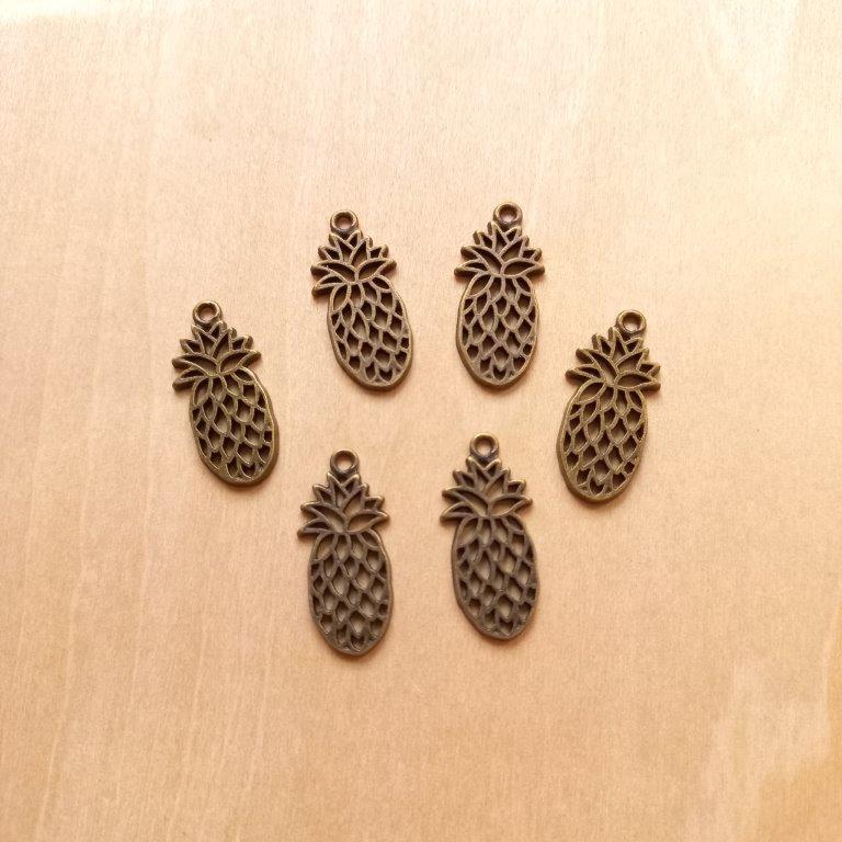 Antique Bronze Pineapple Pendants 25x11.5x1.5mm each