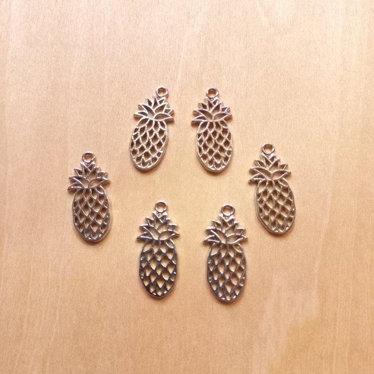 Platinum Pineapple Pendants 25x11.5x1.5mm each