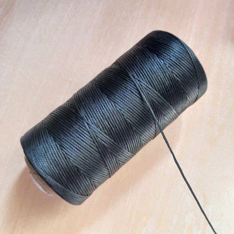 Black Waxed Polyester Cord Flat 0.8mm per meter