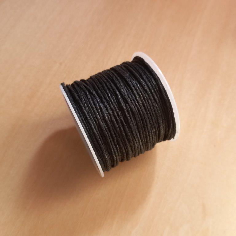 Black Waxed Cotton Cord 1mm per meter