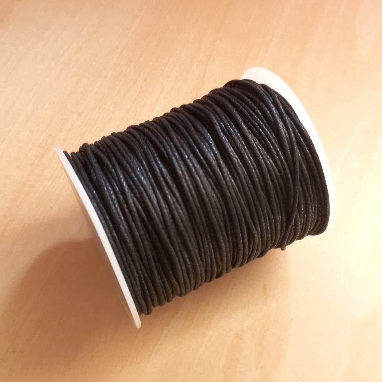 Black Waxed Cotton Cord 1.5mm per meter