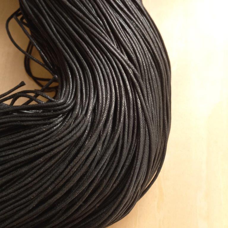 Black Waxed Cotton Cord 2mm per meter