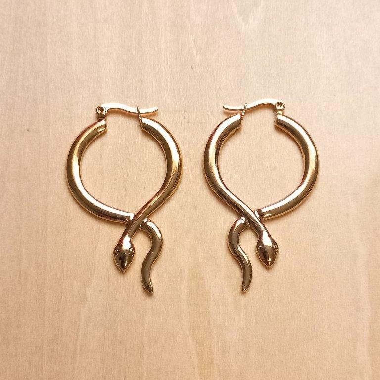 Golden Snake Hoop Earrings 51x30mm
