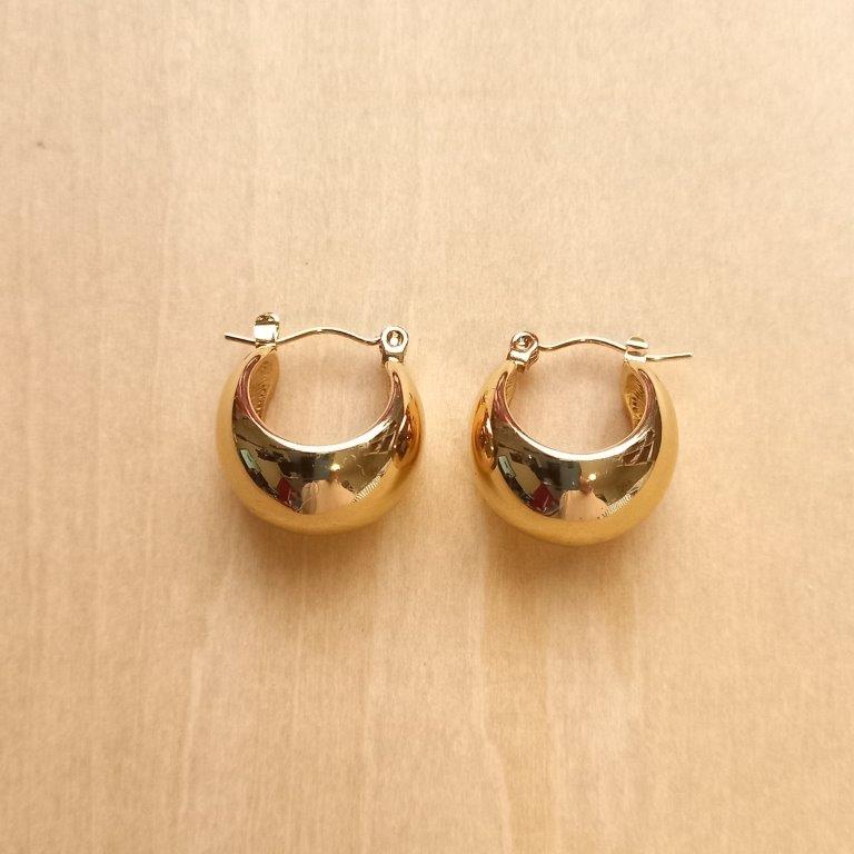 18K Gold Plated Chunky Crescent Moon Hoop Earrings 19.5x15mm