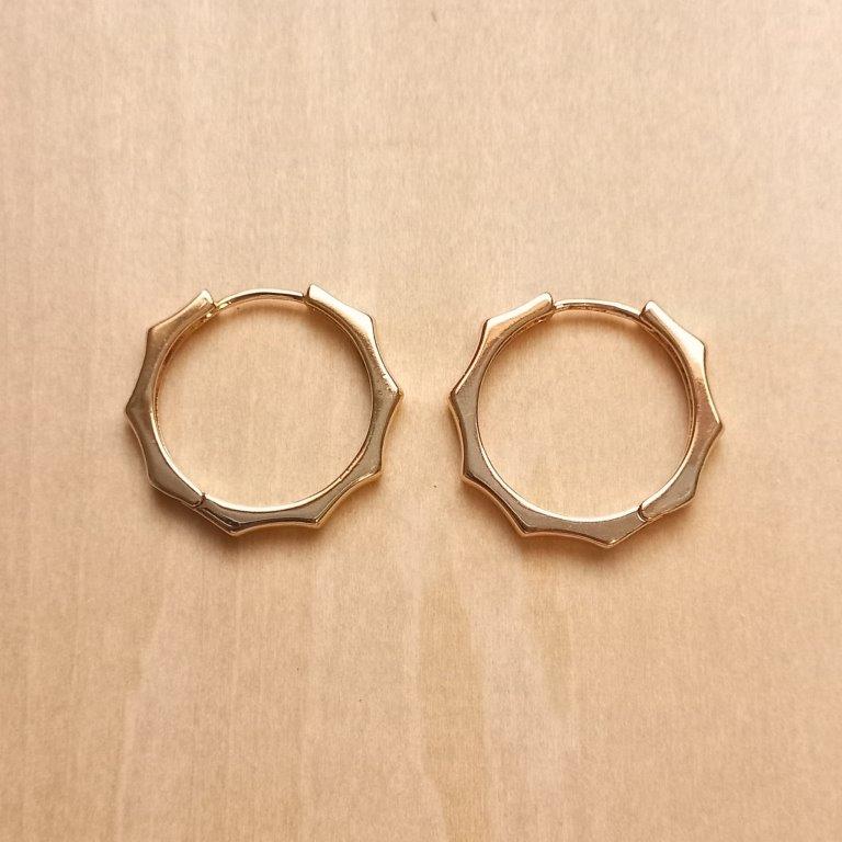 Light Gold Sun Hoop Earrings 23.5x25x3mm