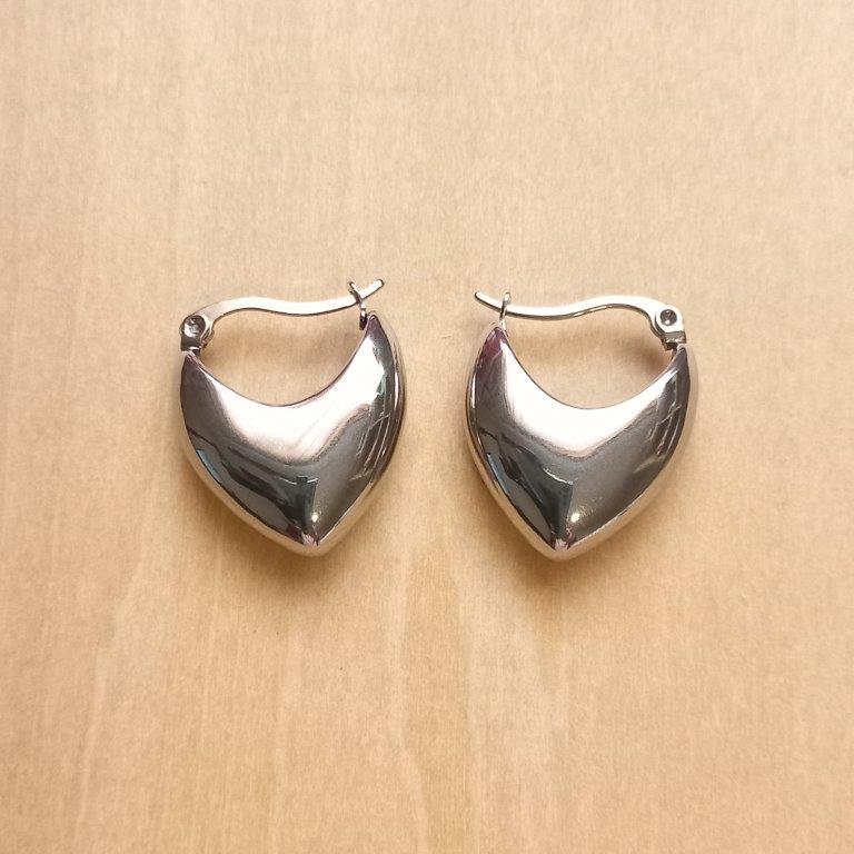 Stainless Steel Chunky Heart Hoop Earrings 23.5x20x8mm