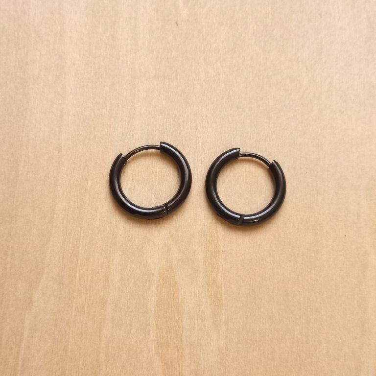 Black Titanium Steel Hoop Earrings 2.5x17mm