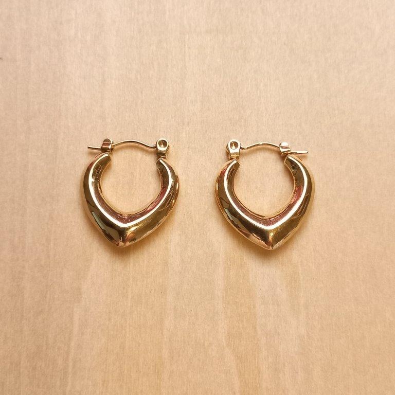 Golden Teardrop Hoop Earrings 20x18x4mm