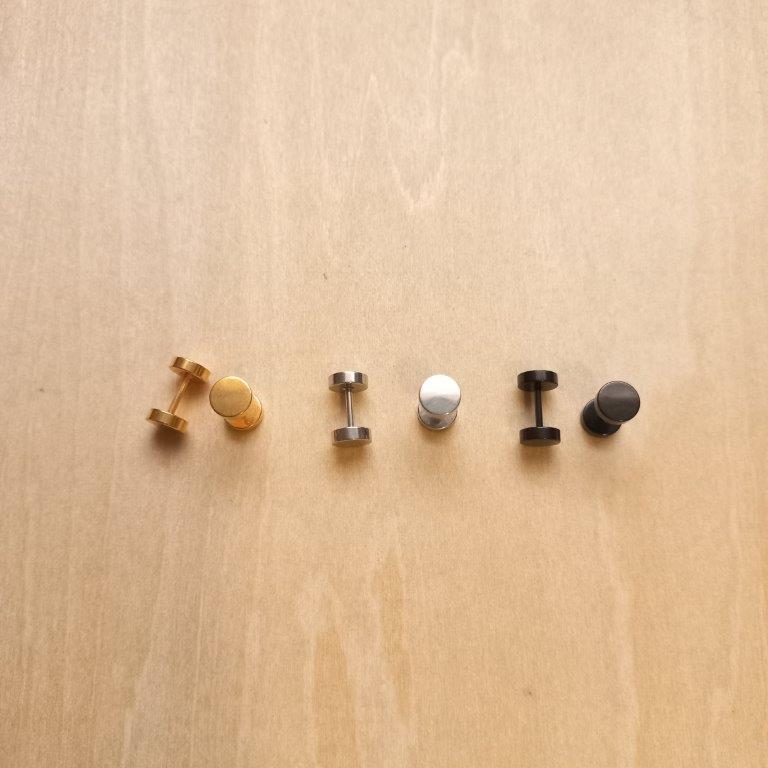 Barbell Screw Back Stud Earrings 11x6mm per pair