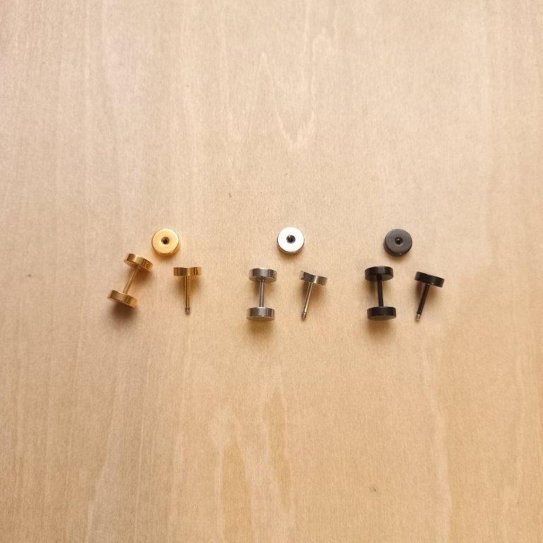 Barbell Screw Back Stud Earrings 11x6mm per pair