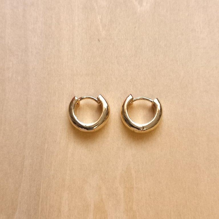 18K Gold Plated Huggie Hoop Earrings 14x5mm