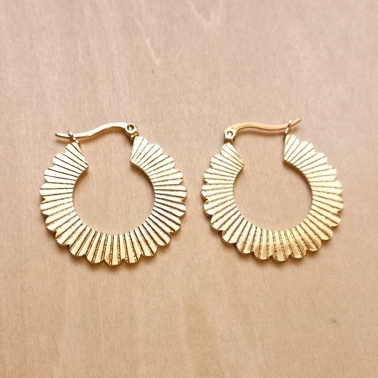 Golden Boho Hoop Earrings 33x30x1.5mm