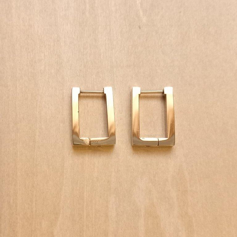 18K Gold Plated Rectangle Hoop Earrings 17x12x3mm