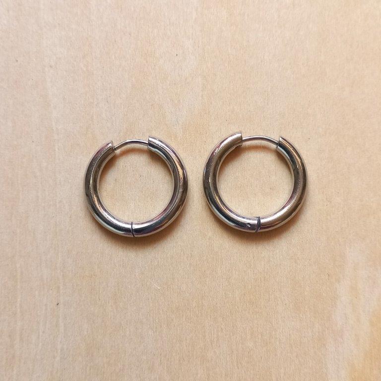 Stainless Steel Huggie Hoop Earrings 20x21x3mm