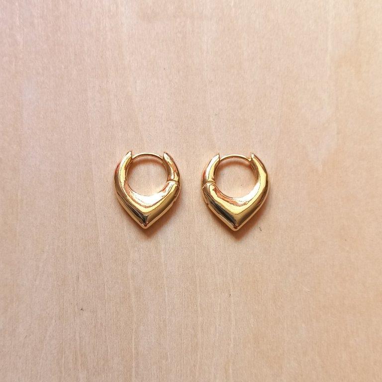 18K Gold Plated Teardrop Hoop Earrings 19x16.5x4mm