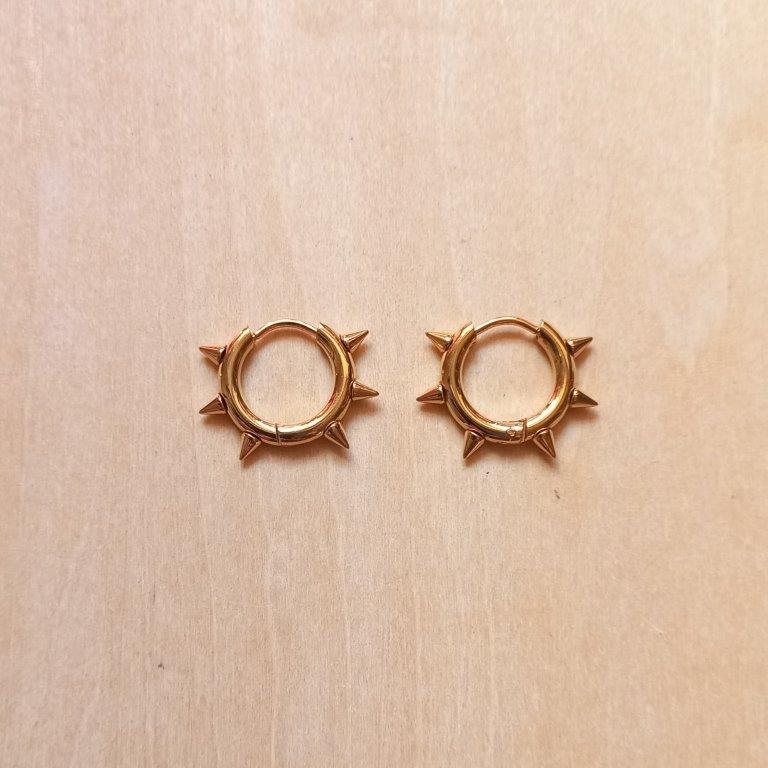 Golden Spike Hoop Earrings 16x21mm