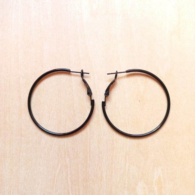 Black Hoop Earrings 40mm