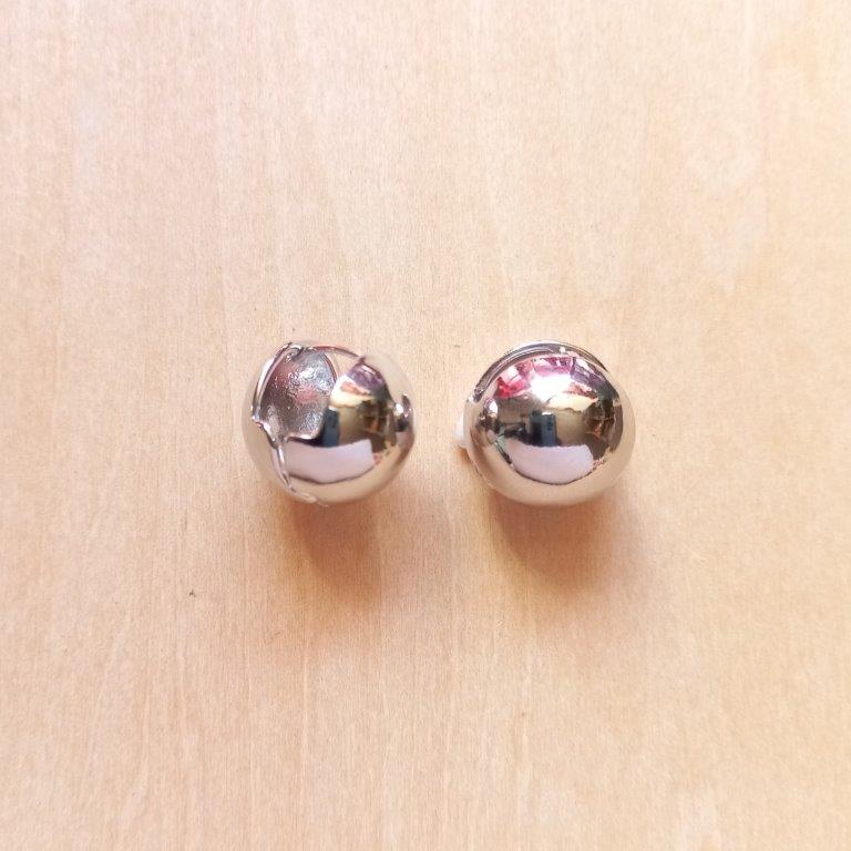 Platinum Round Chunky Huggie Studs 16x17.5mm