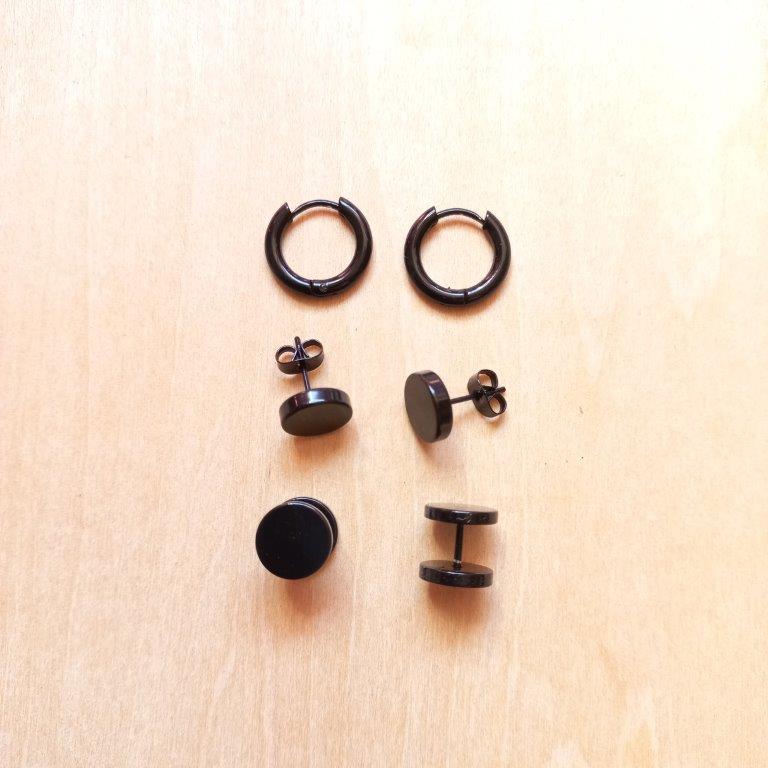 Black Stainless Steel Earrings per pair