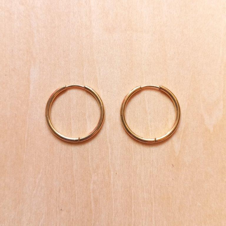 14K Gold Plated Hoop Earrings 23.5x2mm
