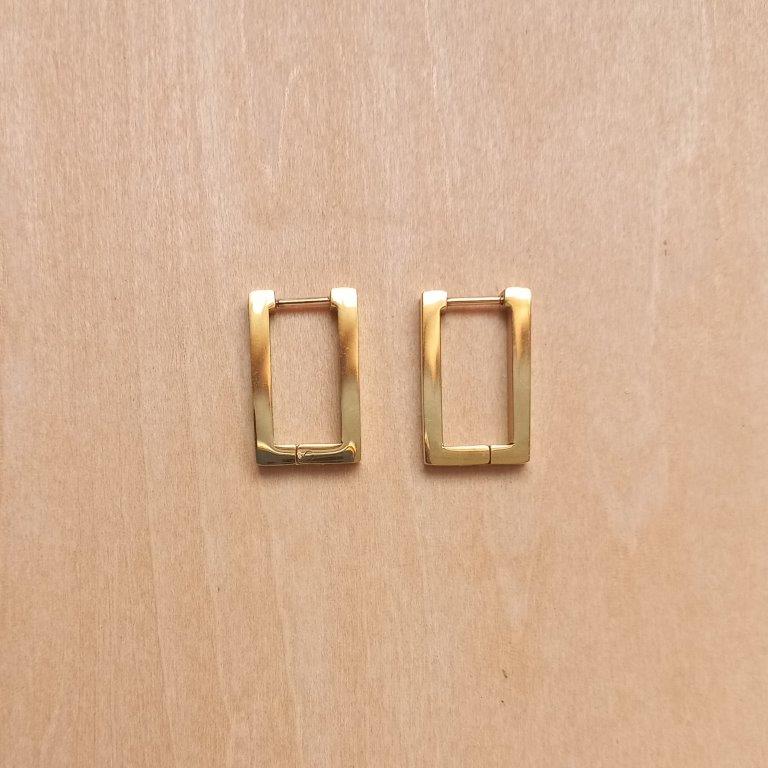 Golden Rectangle Hoop Earrings 20x11mm