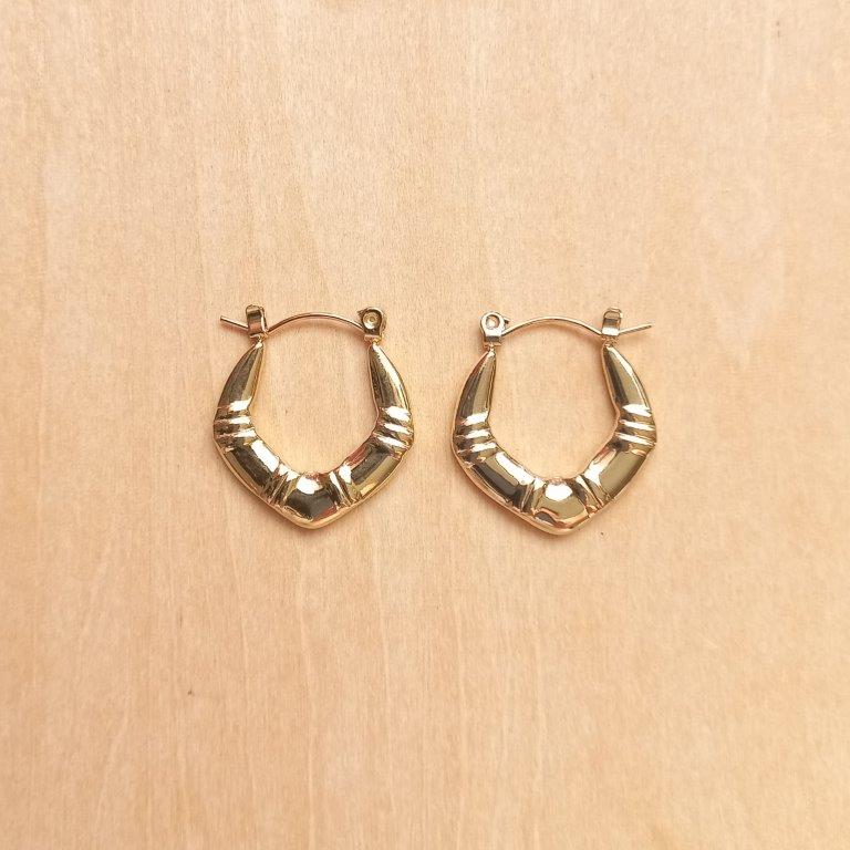 14K Gold Plated Rhombus Hoop Earrings 23x21x3mm