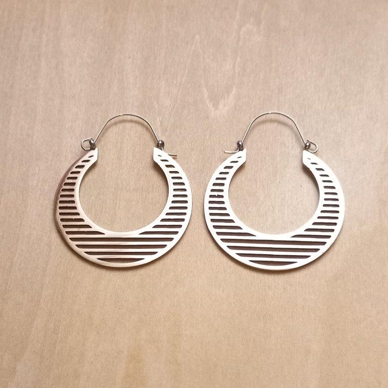 Stainless Steel Striped Boho Earrings 47x35mm