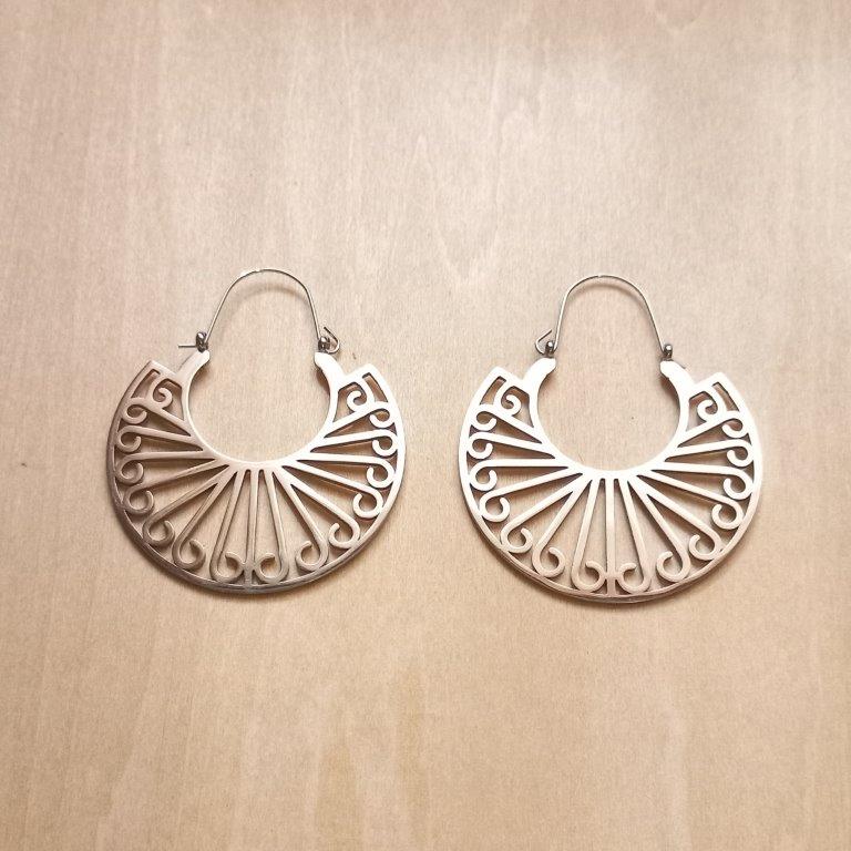 Stainless Steel Curly Boho Earrings 48x40mm