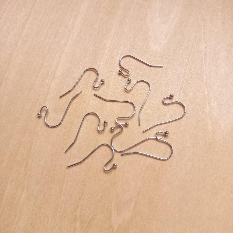 Platinum Plated Earring Hooks 21x0.6mm per 10 pc