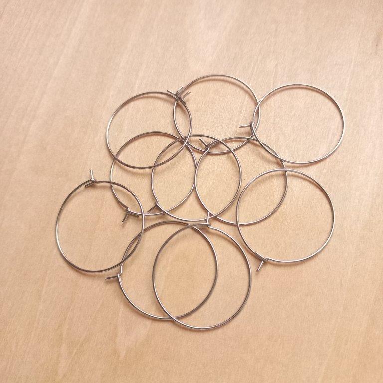 Stainless Steel Hoop Earrings 25x0.7mm per 10 pc