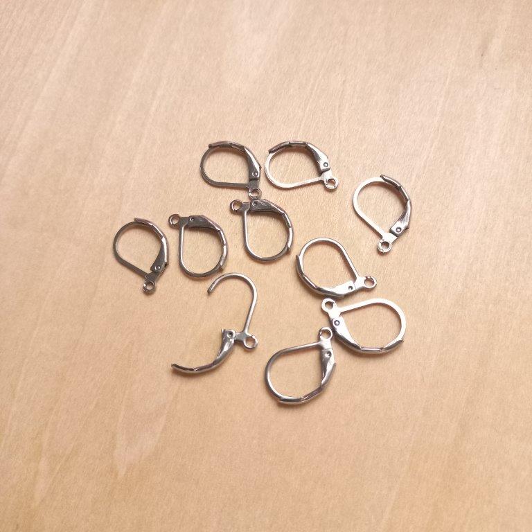 Stainless Steel Leverback Earrings 15x10x1.5mm per 10 pc