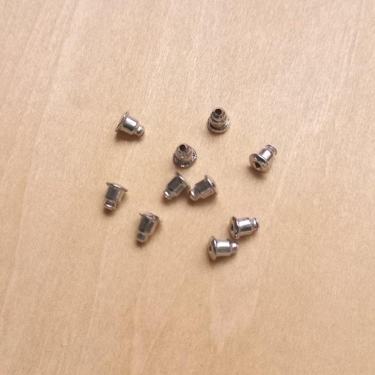 Platinum Bullet Ear Nuts 6x5mm per 10 pc