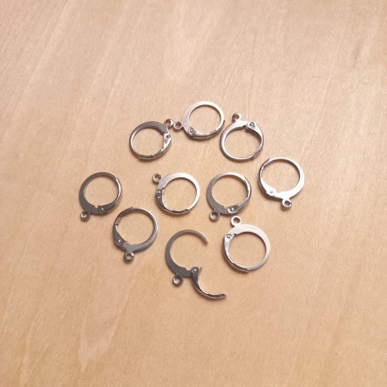 Stainless Steel Leverback Hoop Earrings 14.5x12x2mm per 10 pc