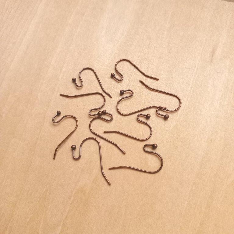 Red Copper Hook Earrings 22x11x0.75mm per 10 pc