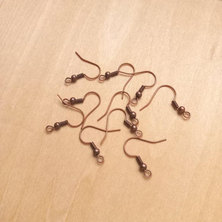 Red Copper Earring Hooks 17~19x16~18x0.8mm per 10 pc